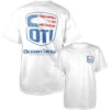Ocean Tackle International America Flag Logo T-Shirt - White -Fishing Tackle Sale ocean tackle international american flag logo short sleeve t shirt white 83778.1697169977